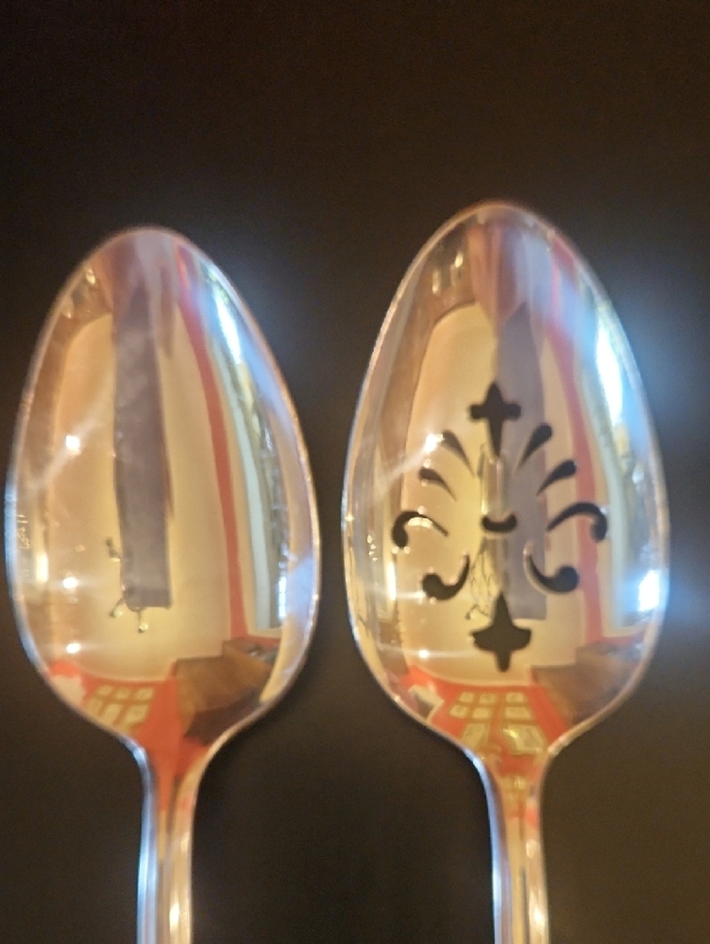 1847 Eternally Yours Ornate Silver Serving Spoons -  (Set of 2) - Picture 4 of 8